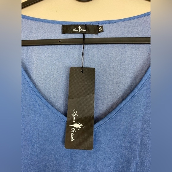 NWT Blue Denim Minimalist Style Short Sleeve Blouse - 4X - Picture 2 of 4